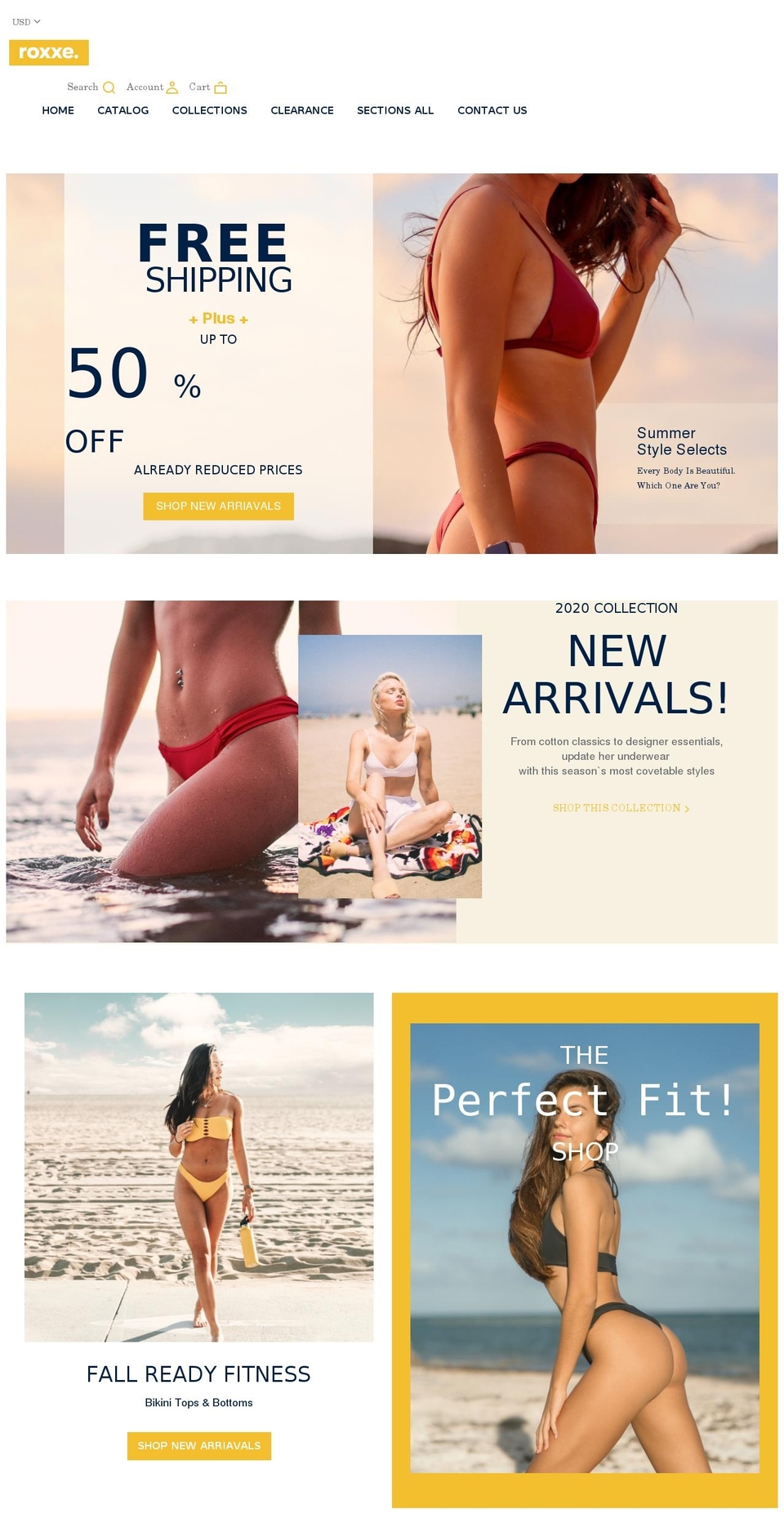 theme842-roxxe-swimsuits.myshopify.com shopify website screenshot