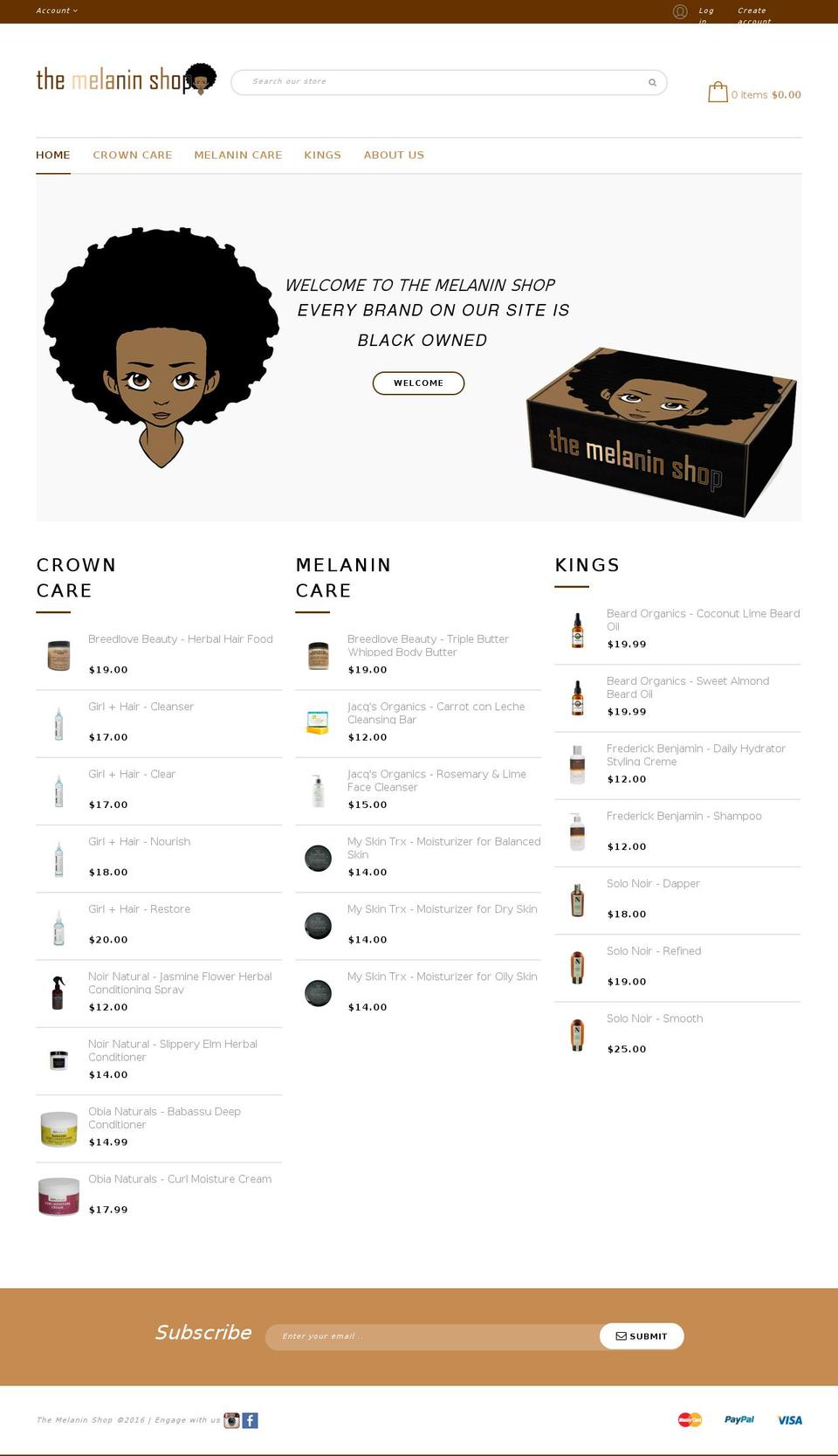 home1 Shopify theme site example themelaninshop.com