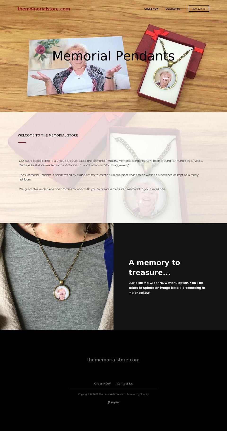 thememorialstore.com shopify website screenshot