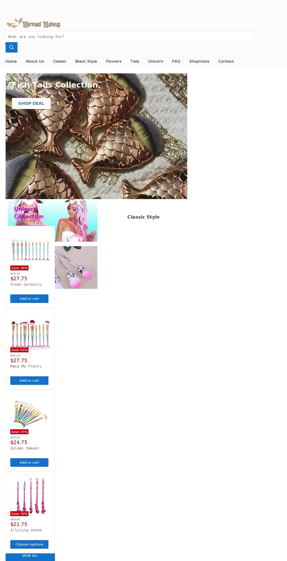 themermaidmakeup.com — Shopify storefront screenshot