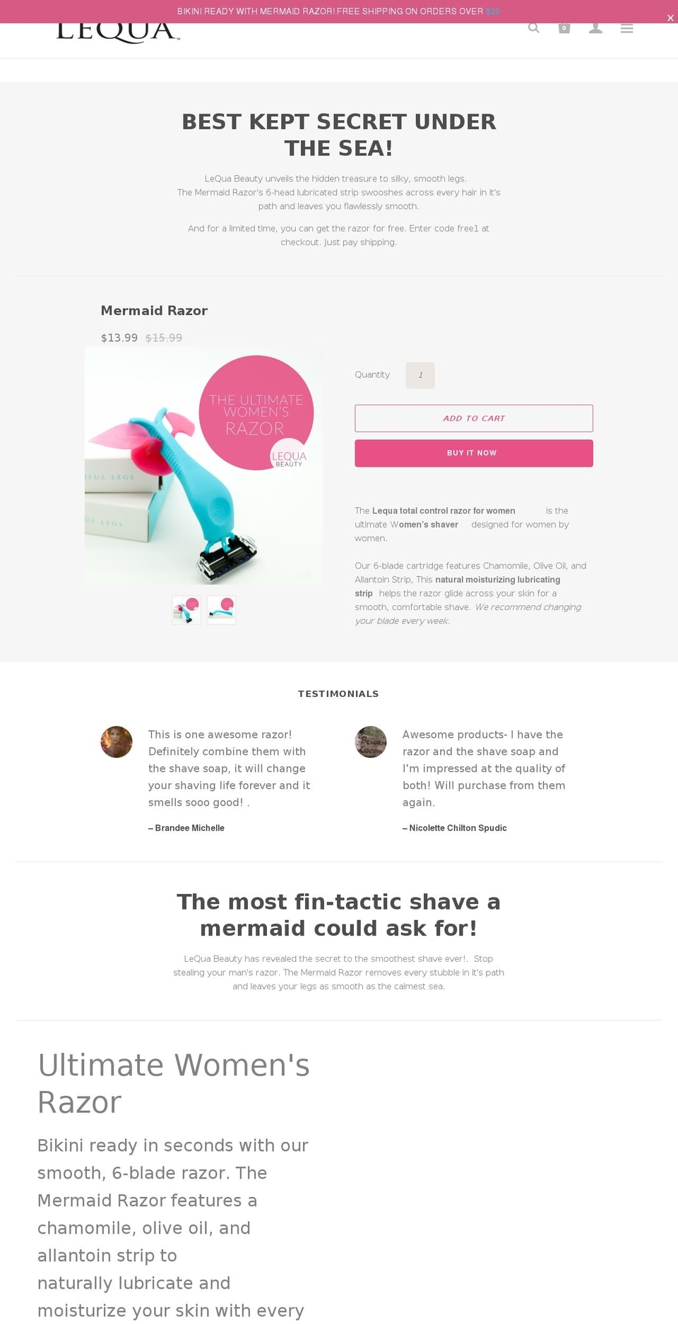 themermaidrazor.com — Shopify storefront screenshot