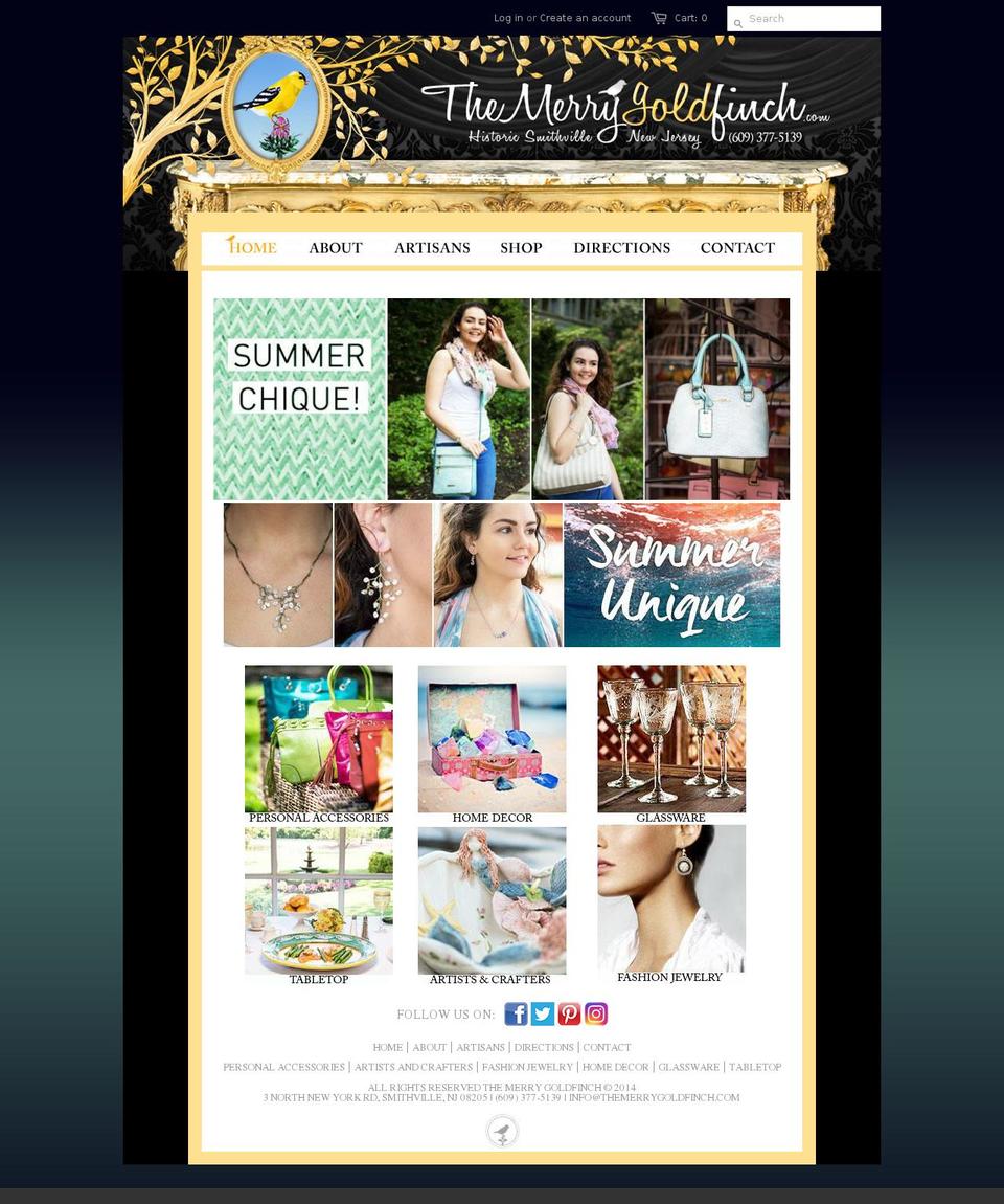 themerrygoldfinchonline.com — Shopify storefront screenshot