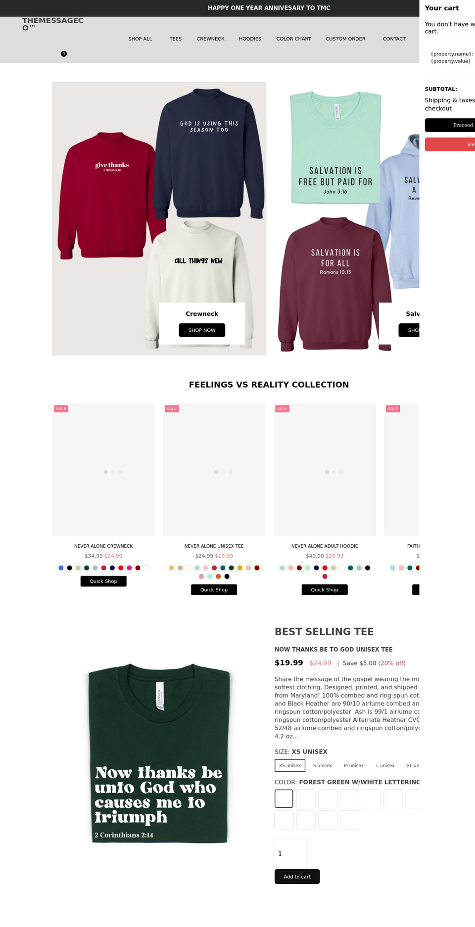 themessageco.com shopify website screenshot