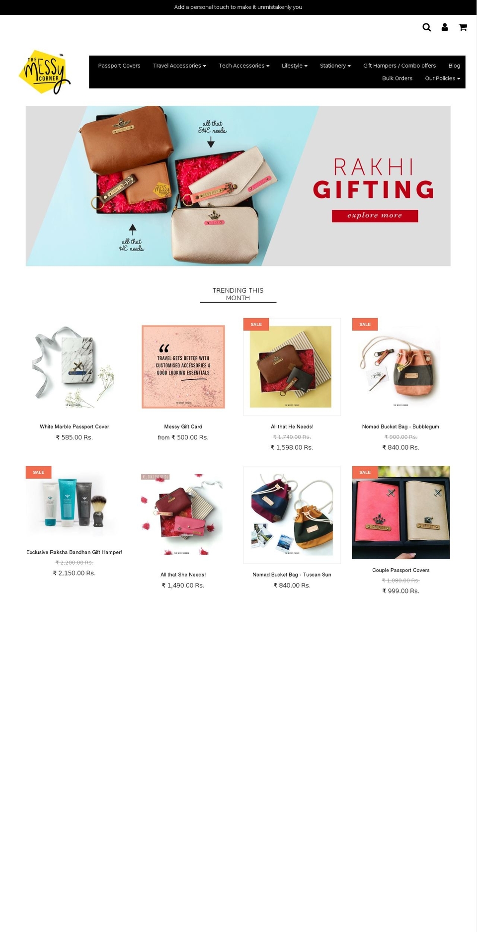 themessycorner.in shopify website screenshot