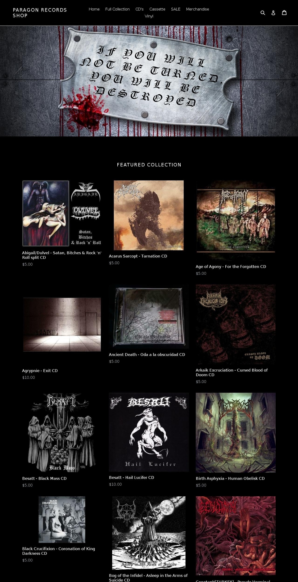 themetalunderground.com shopify website screenshot