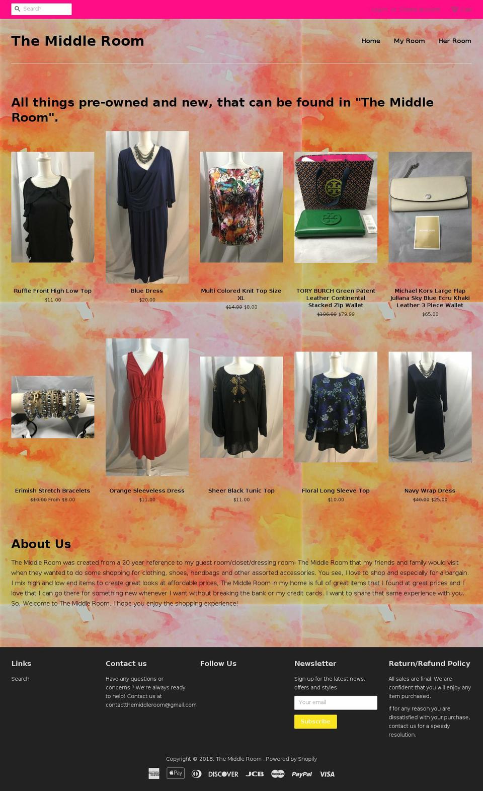 themiddleroomapparel.com — Shopify storefront screenshot