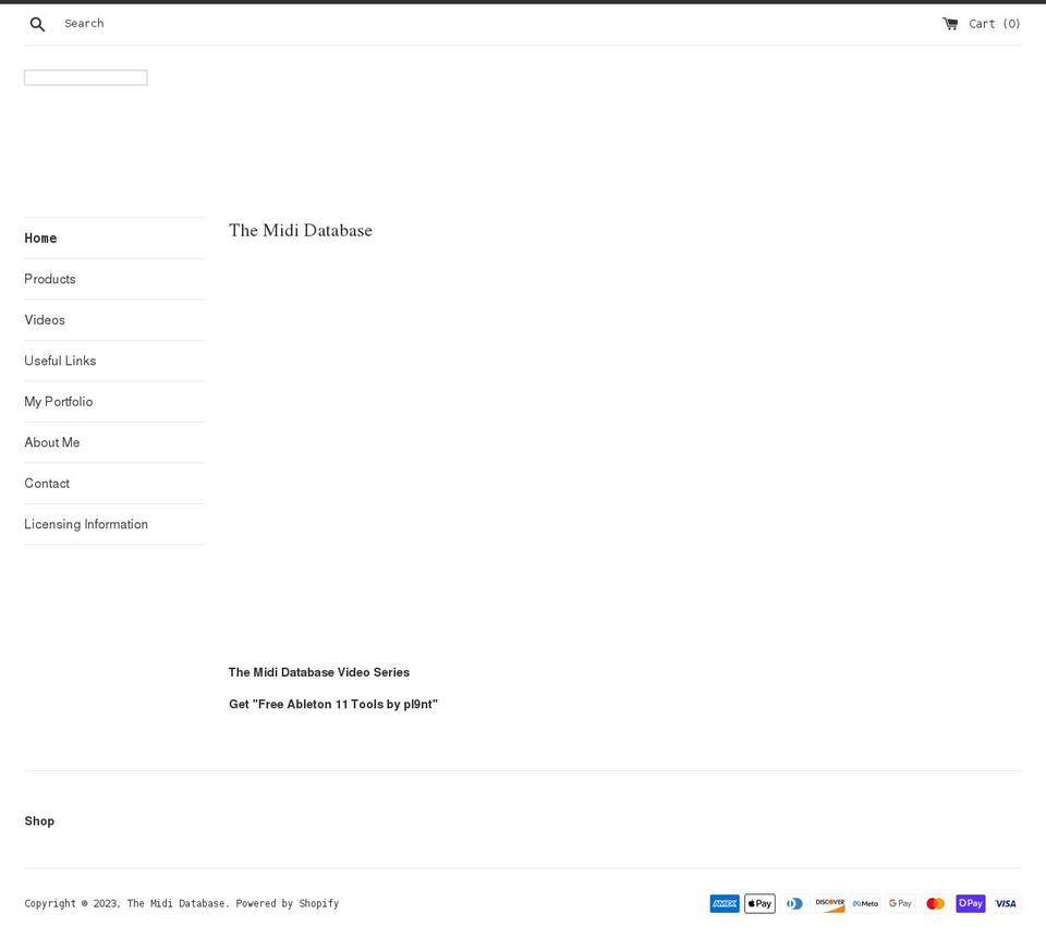 themididatabase.com shopify website screenshot