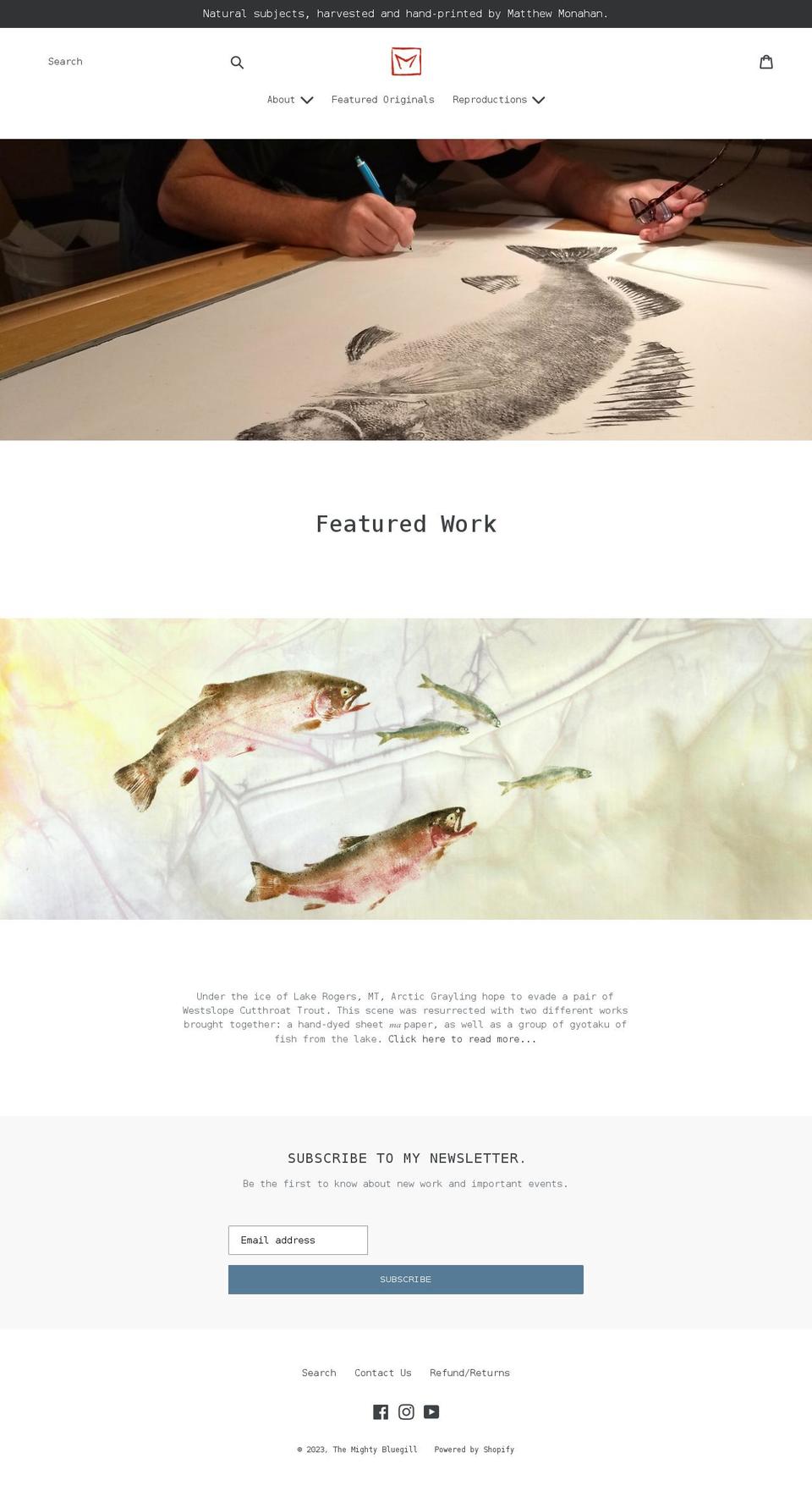 themightybluegill.com shopify website screenshot