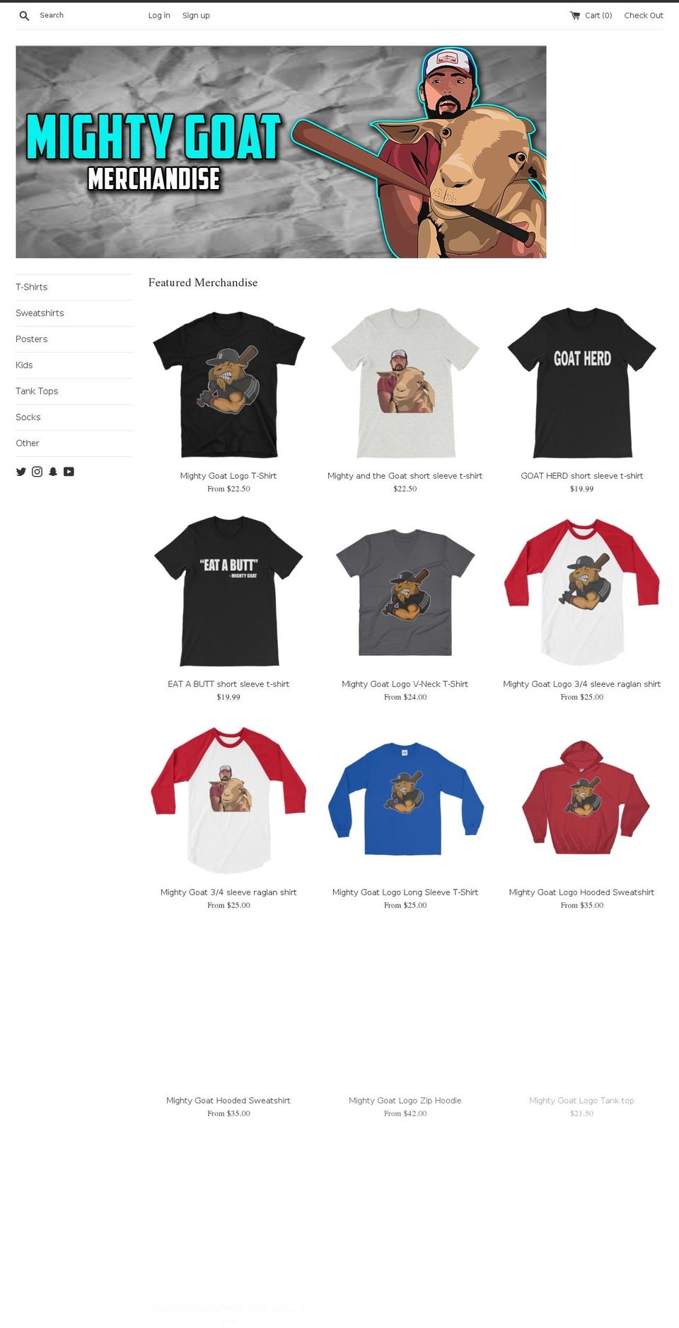 themightygoat.com — Shopify storefront screenshot