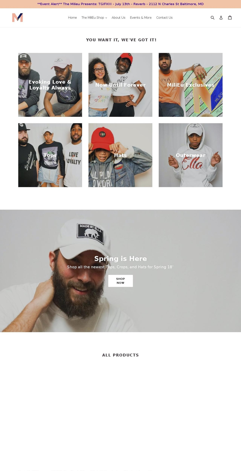 themilieu.life shopify website screenshot