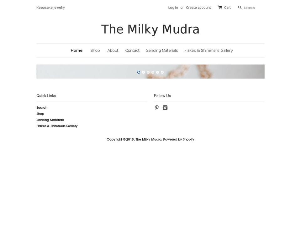 themilkymudra.com shopify website screenshot