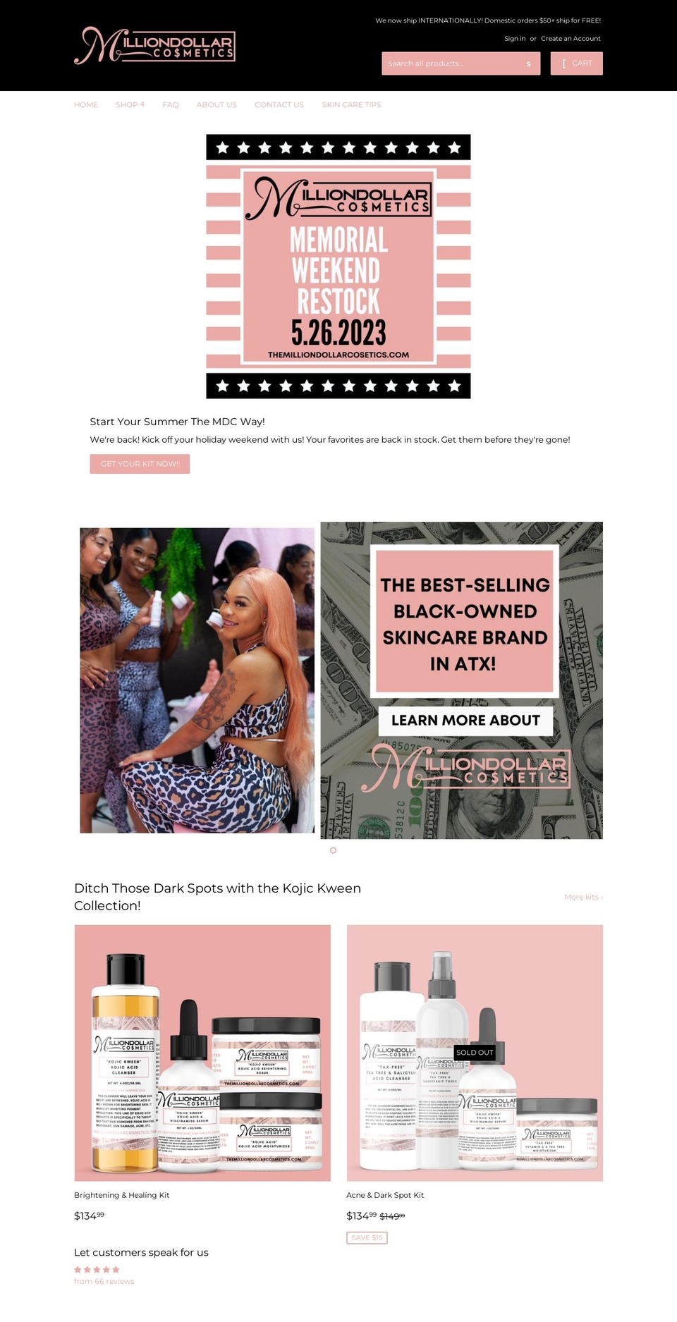 themilliondollarcosmetics.com shopify website screenshot