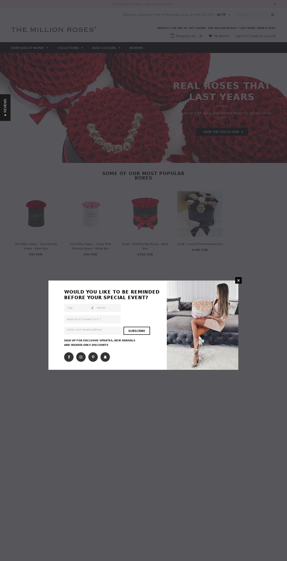 themillionroses.com shopify website screenshot