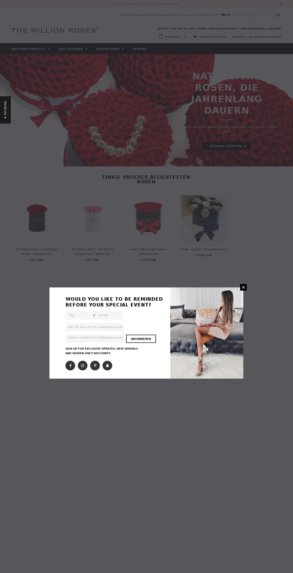 themillionroses.de shopify website screenshot