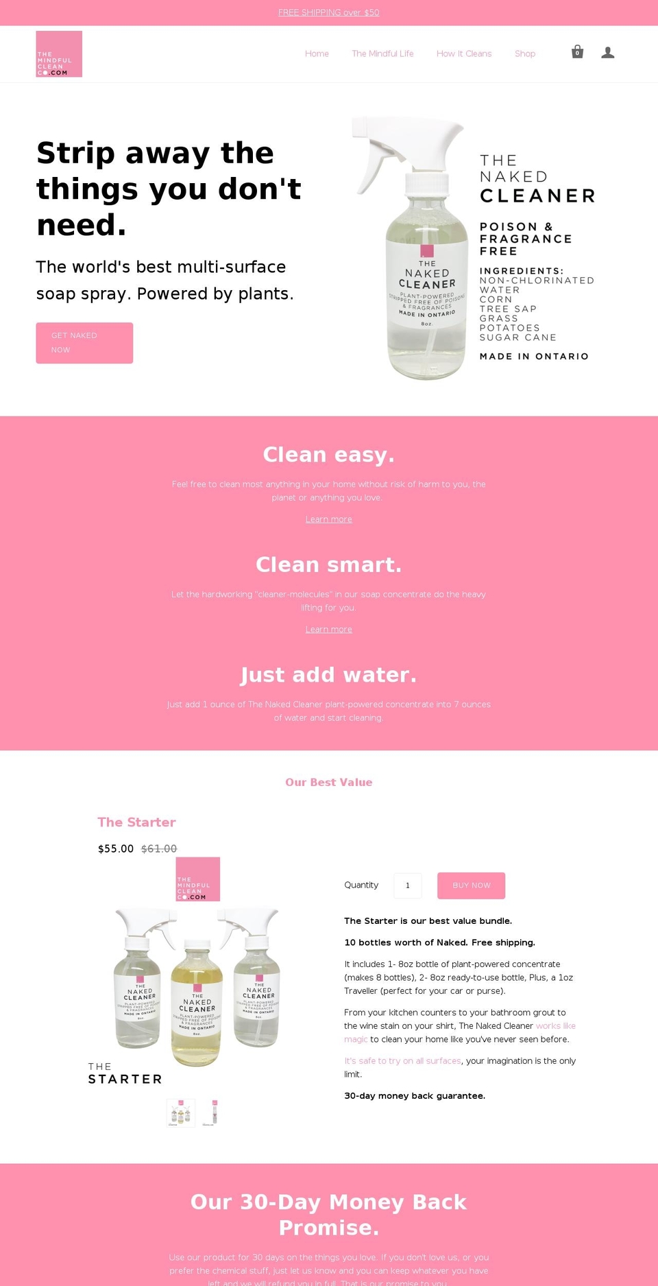 themindfulcleanco.com — Shopify storefront screenshot
