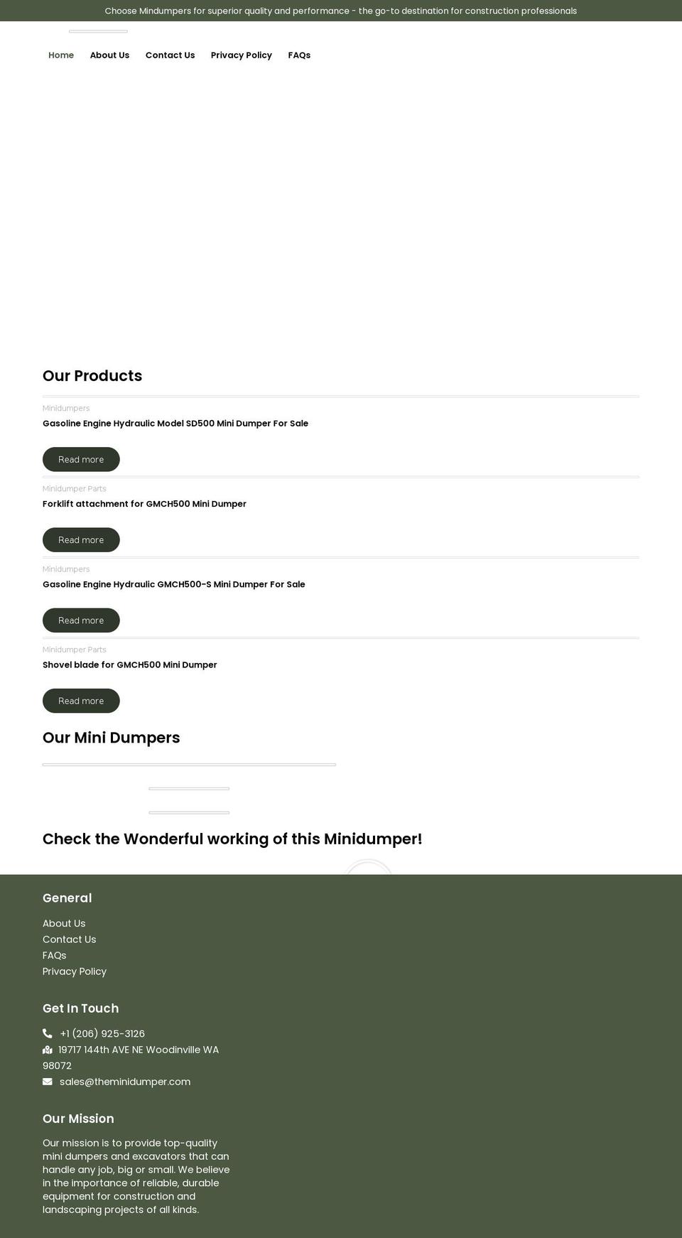 theminidumper.com shopify website screenshot