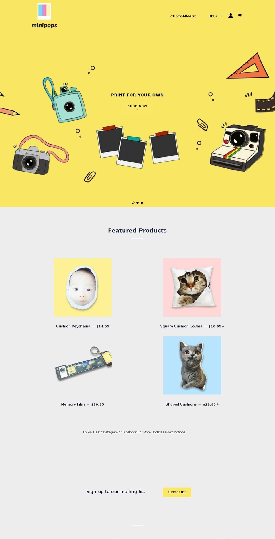 theminipops.com — Shopify storefront screenshot