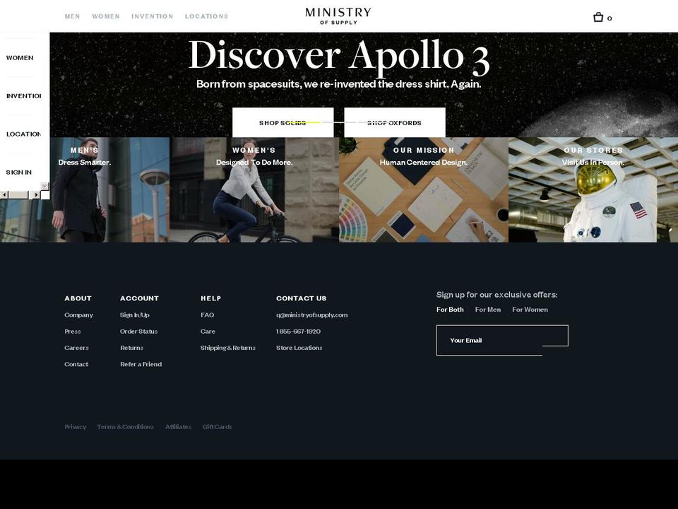 theministryofsupply.com shopify website screenshot