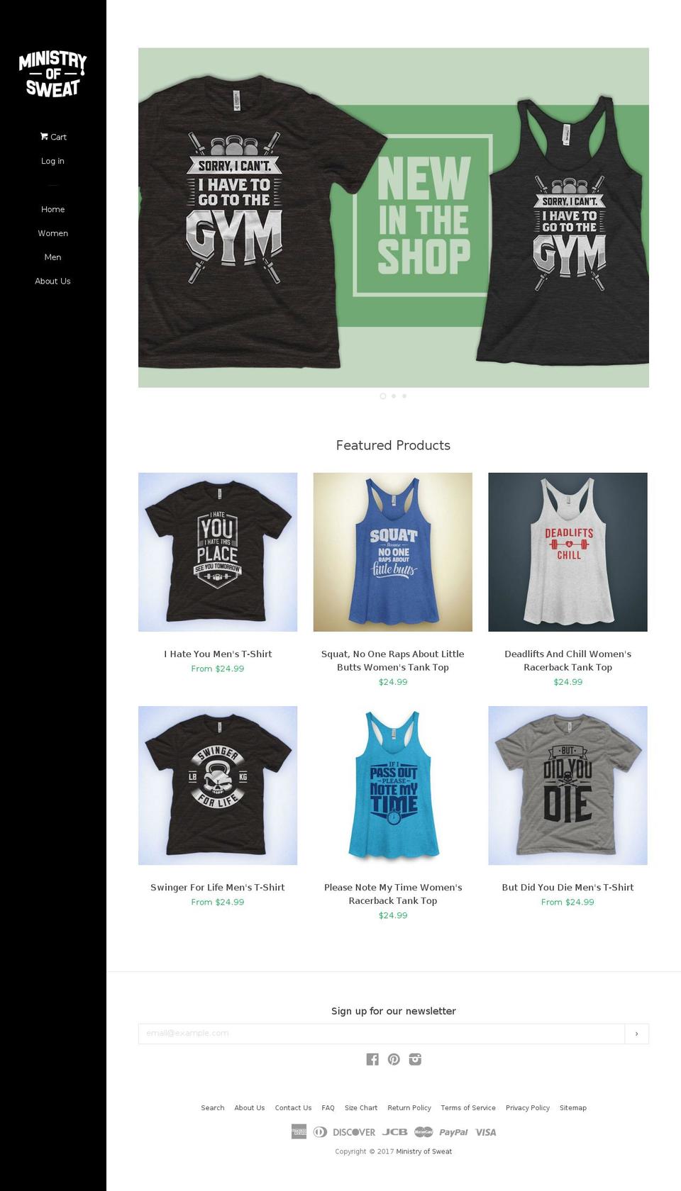 theministryofsweat.com shopify website screenshot