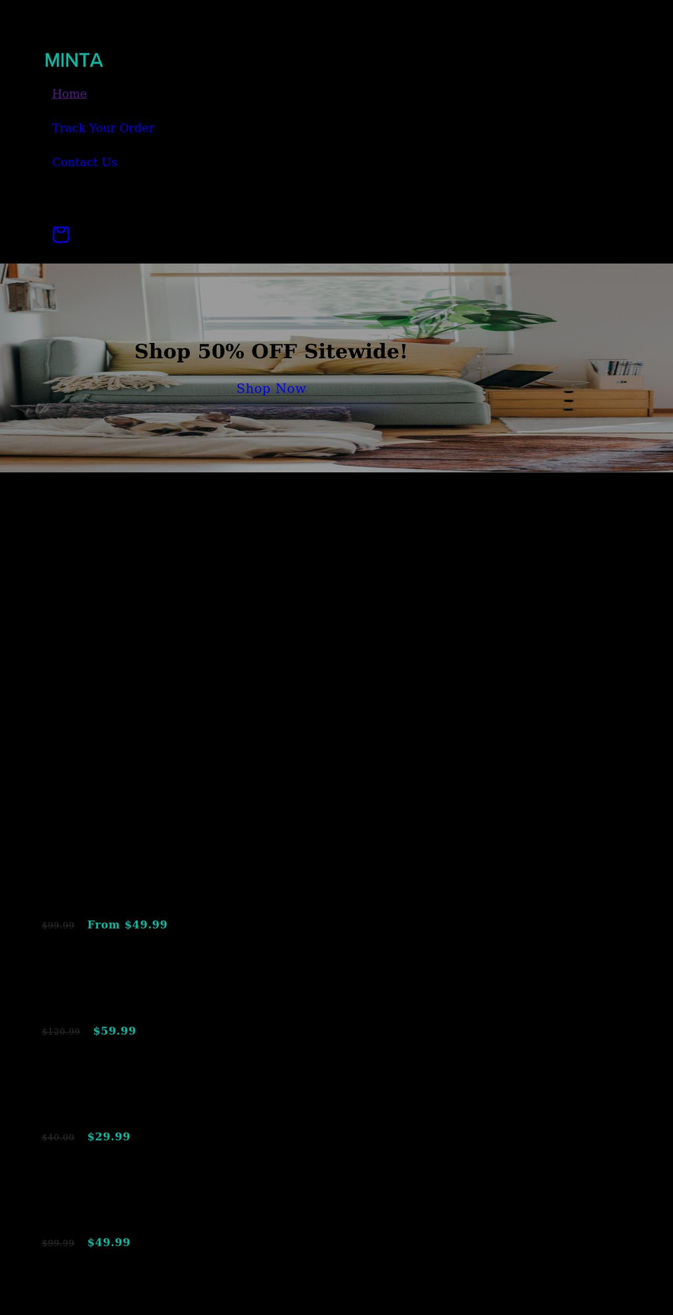 theminta.com shopify website screenshot