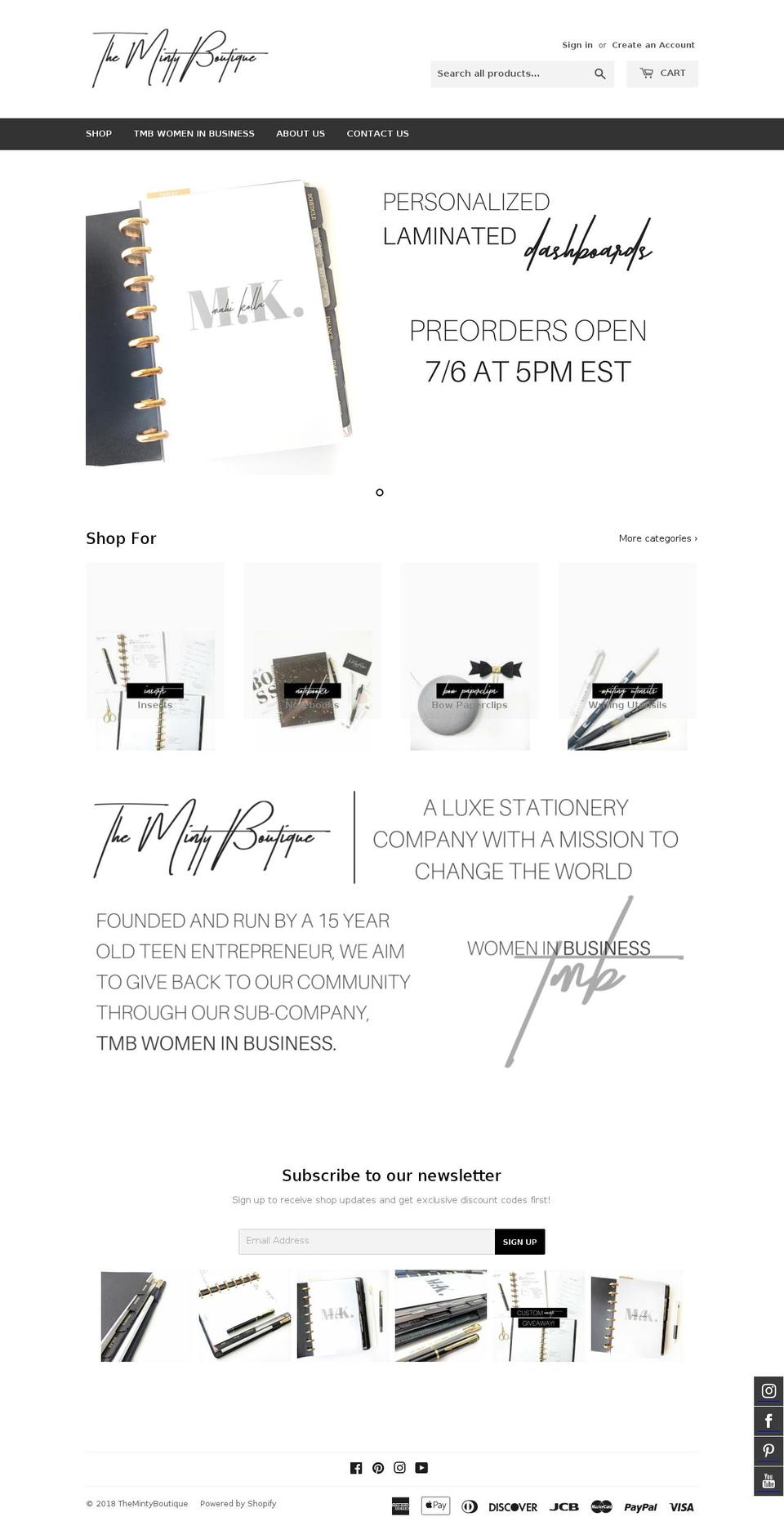 themintyboutique.com — Shopify storefront screenshot