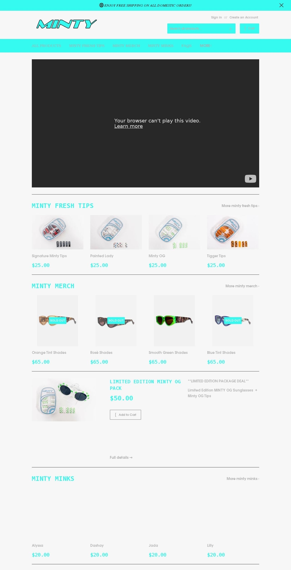 themintyshop.com shopify website screenshot