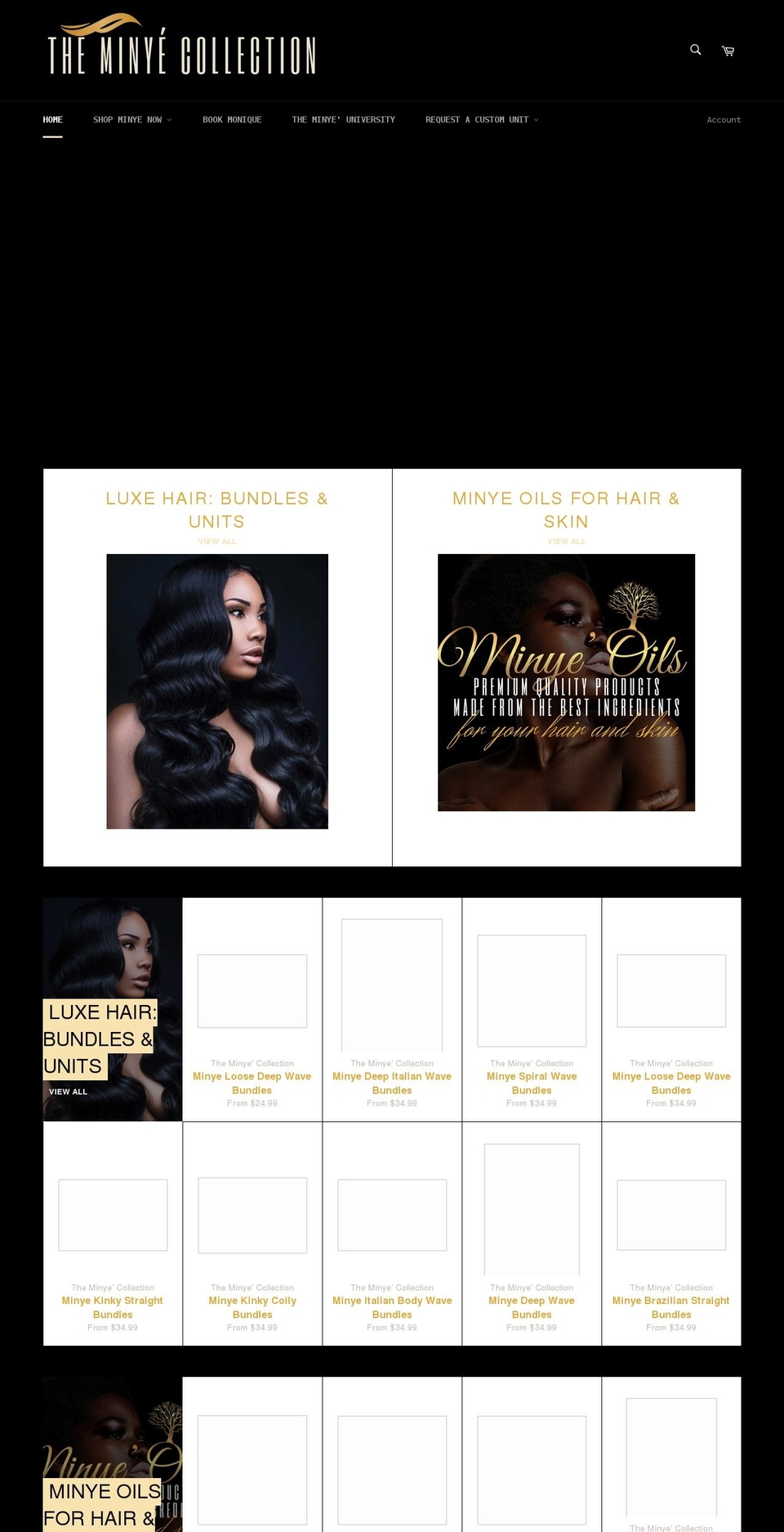 theminyecollection.com shopify website screenshot