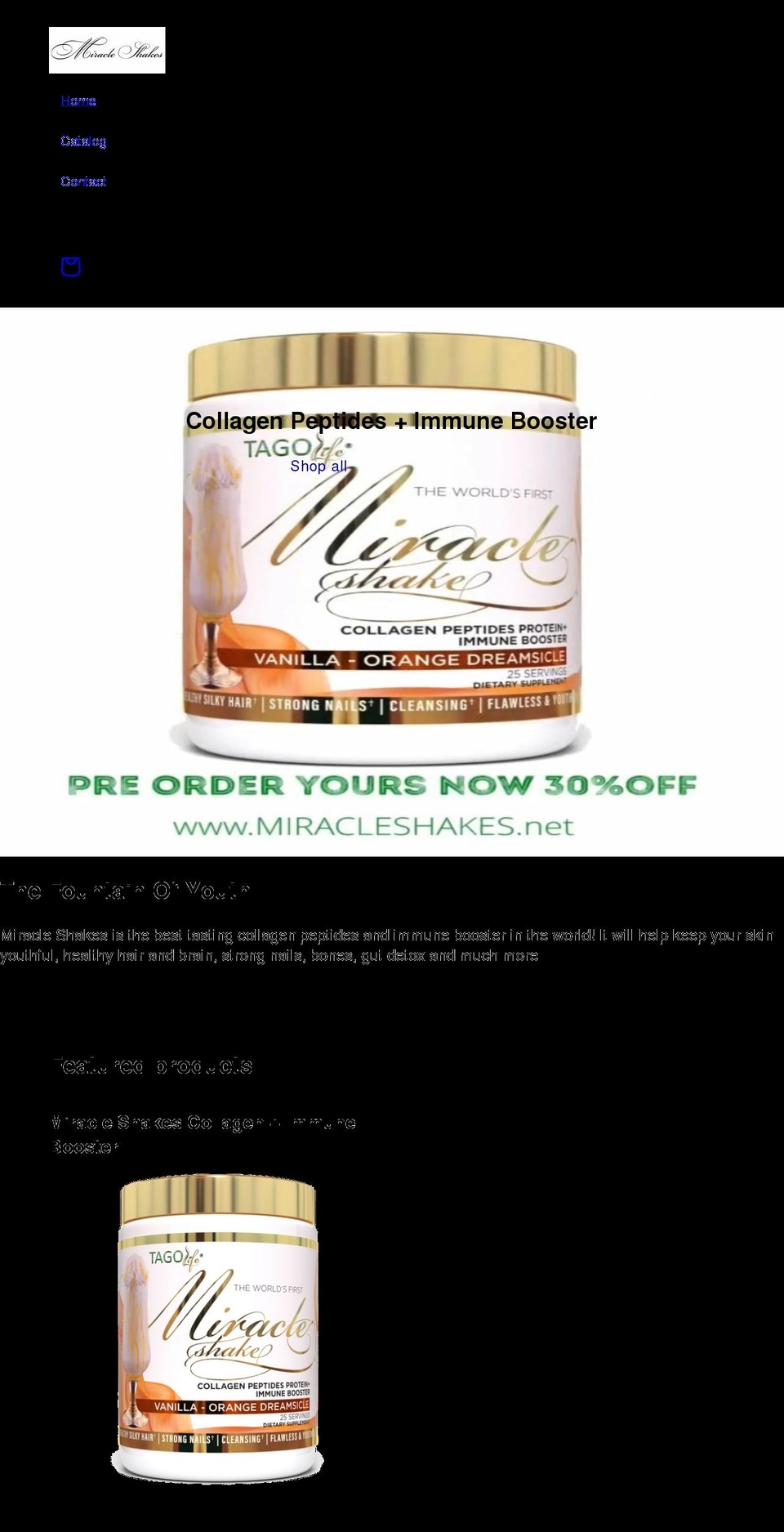 themiracleshakes.com shopify website screenshot