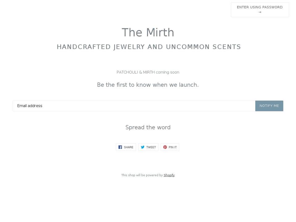 Patchouli \u0026 Mirth Shopify theme site example themirth.com