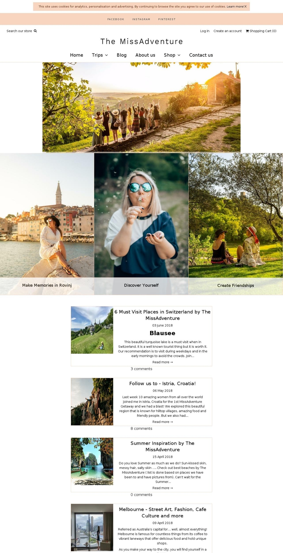 themissadventure.com — Shopify storefront screenshot