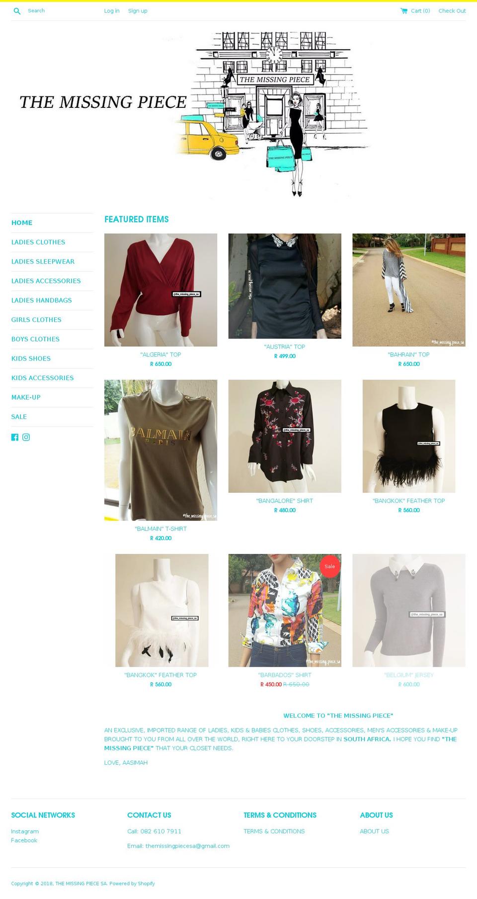 themissingpiecesa.com — Shopify storefront screenshot