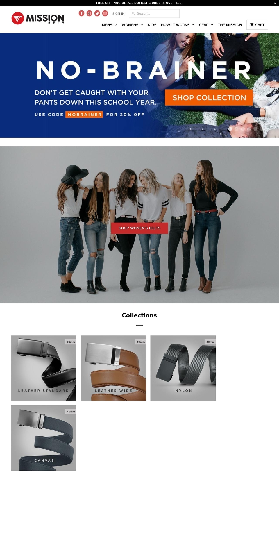 themissionbelt.com — Shopify storefront screenshot