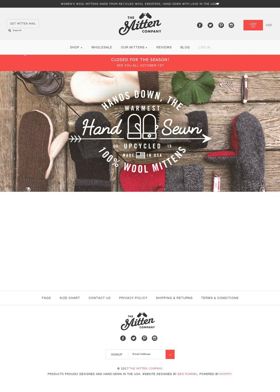 November Shopify theme site example themittencompany.com