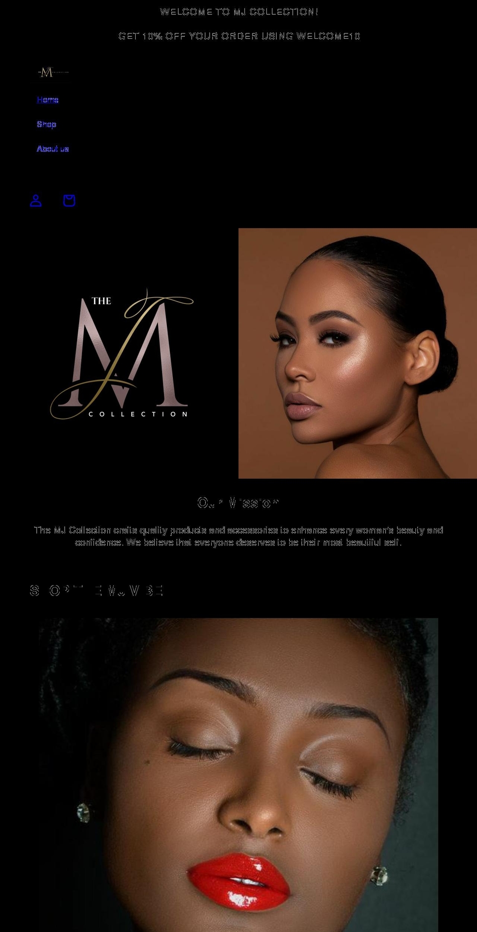 themjcollection.com shopify website screenshot