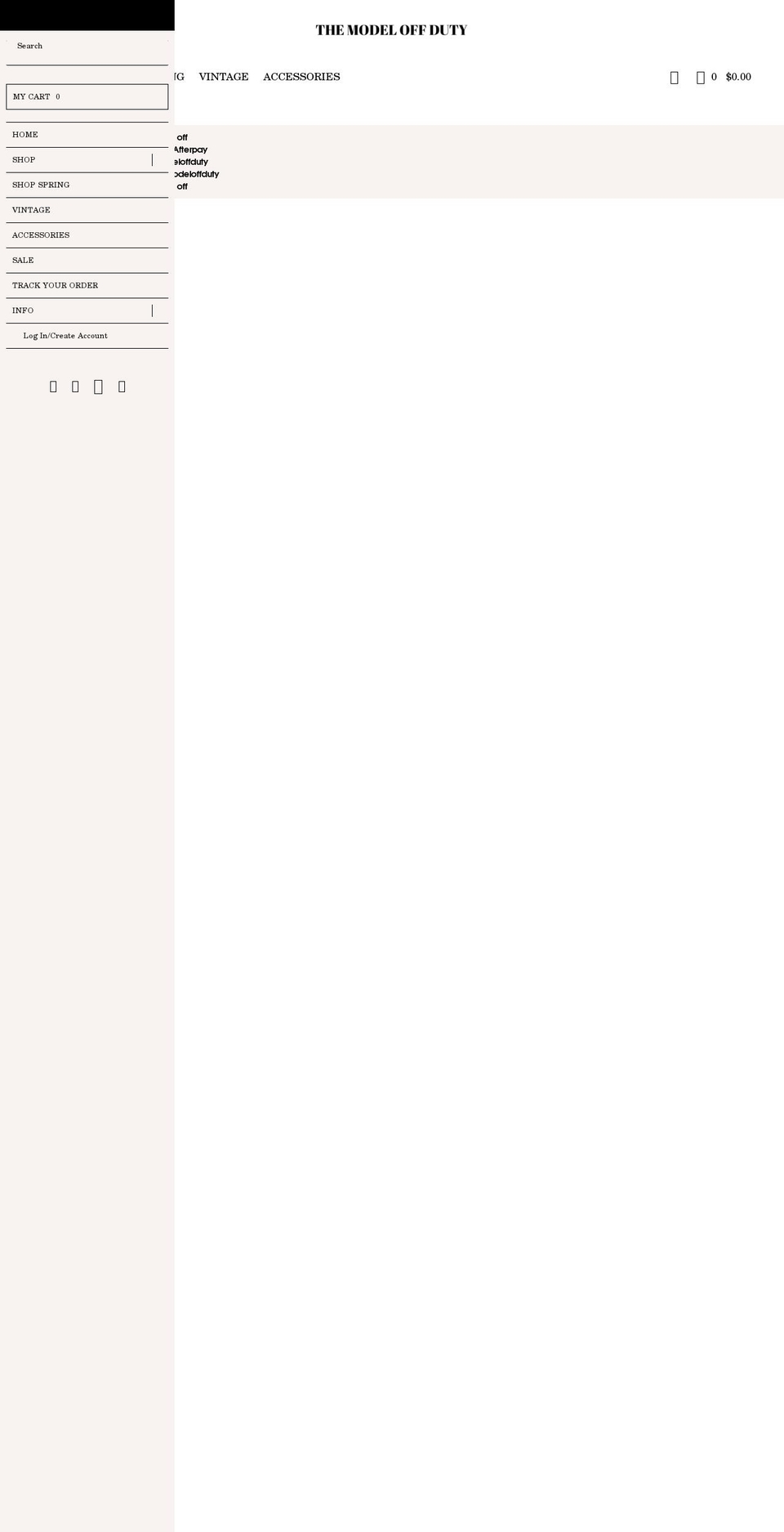 themodeloffduty.com shopify website screenshot
