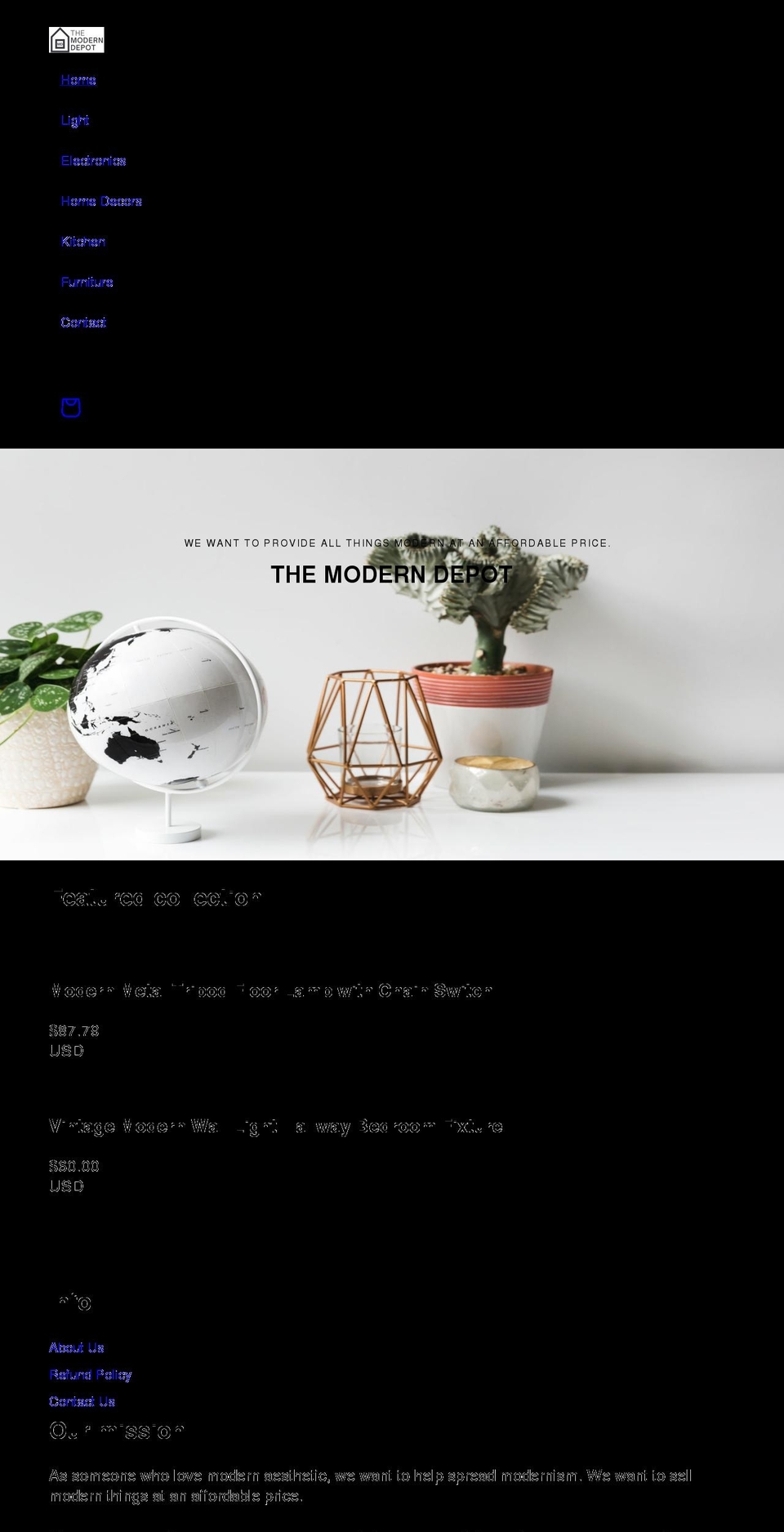 themoderndepot.com shopify website screenshot