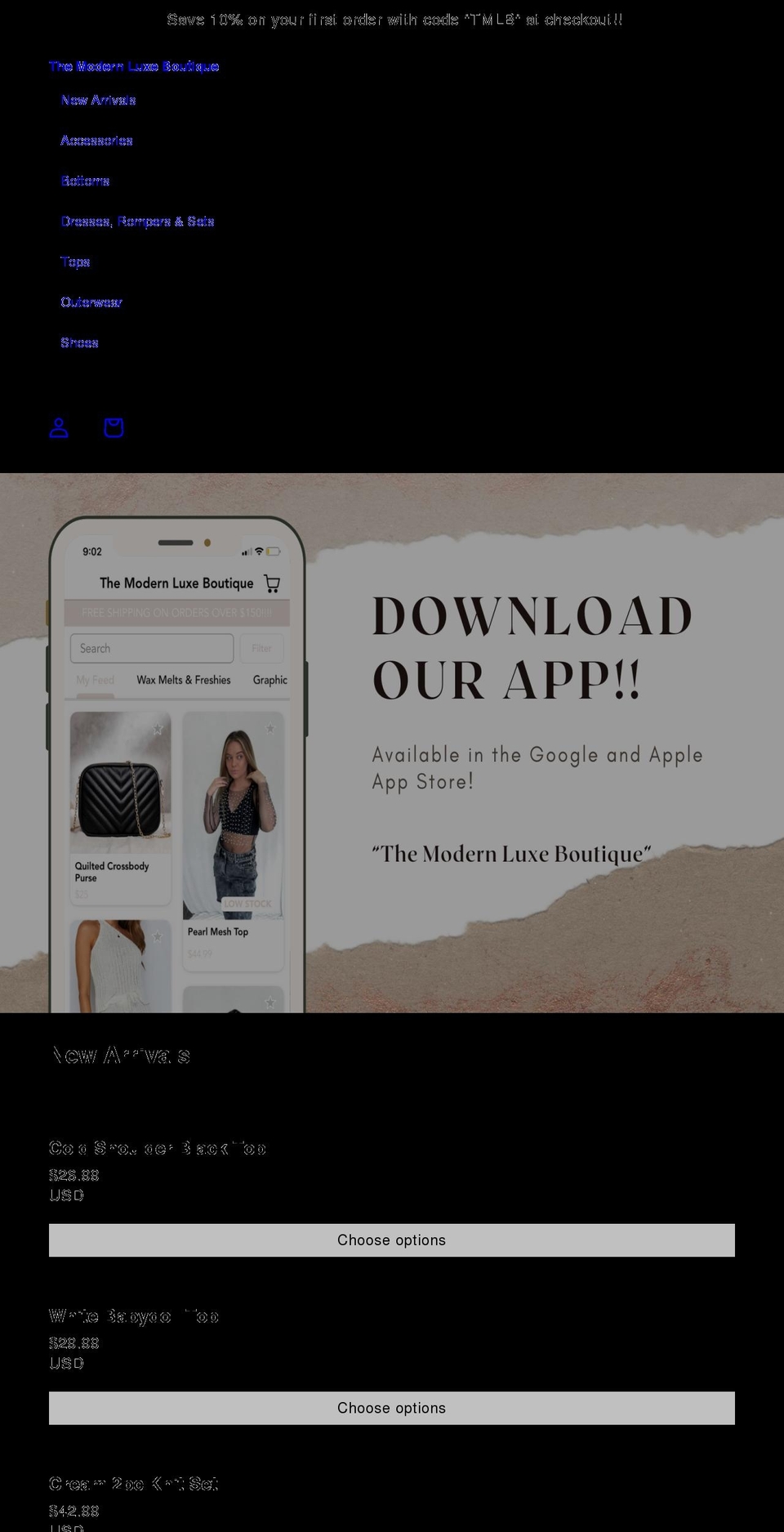 themodernluxeboutique.com shopify website screenshot
