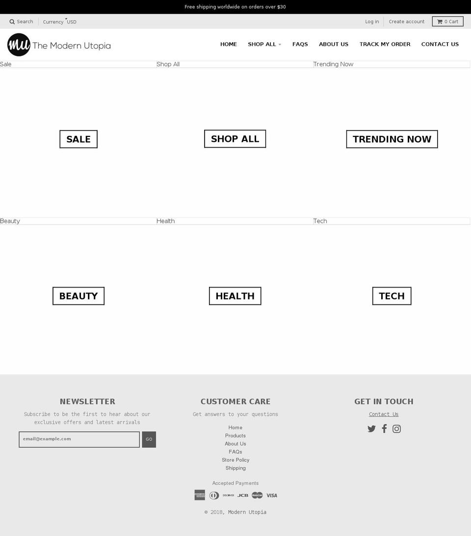 themodernutopia.com shopify website screenshot