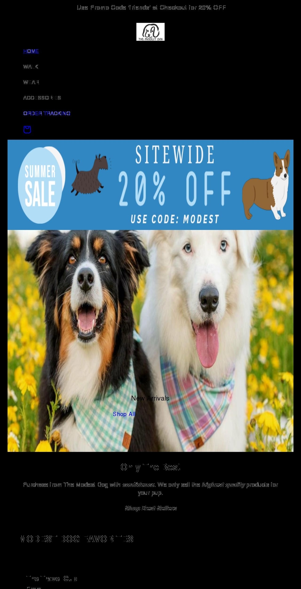 themodestdog.com — Shopify storefront screenshot