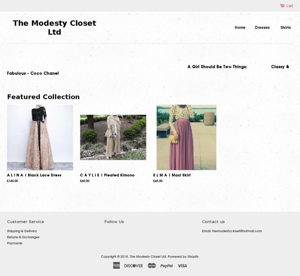 themodestycloset.com — Shopify storefront screenshot