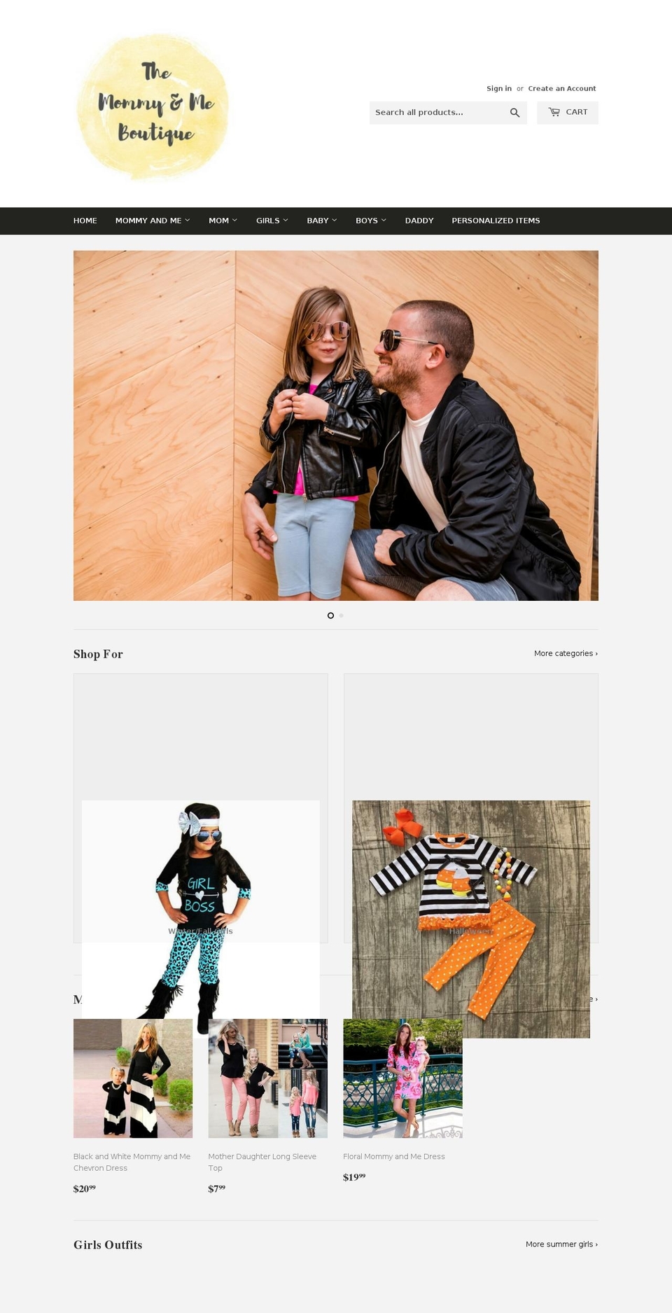 themommyandmeboutique.com shopify website screenshot