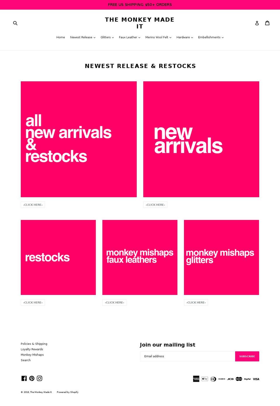 themonkeymadeit.com — Shopify storefront screenshot