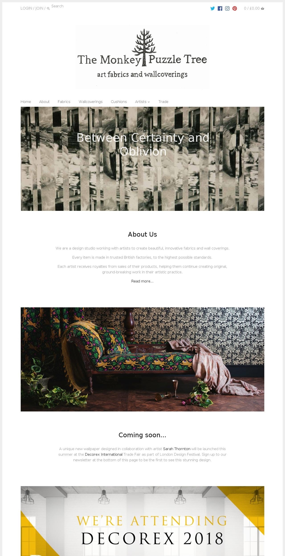 themonkeypuzzletree.com shopify website screenshot