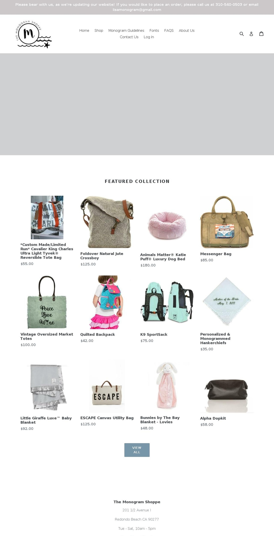 themonogramshoppela.com shopify website screenshot