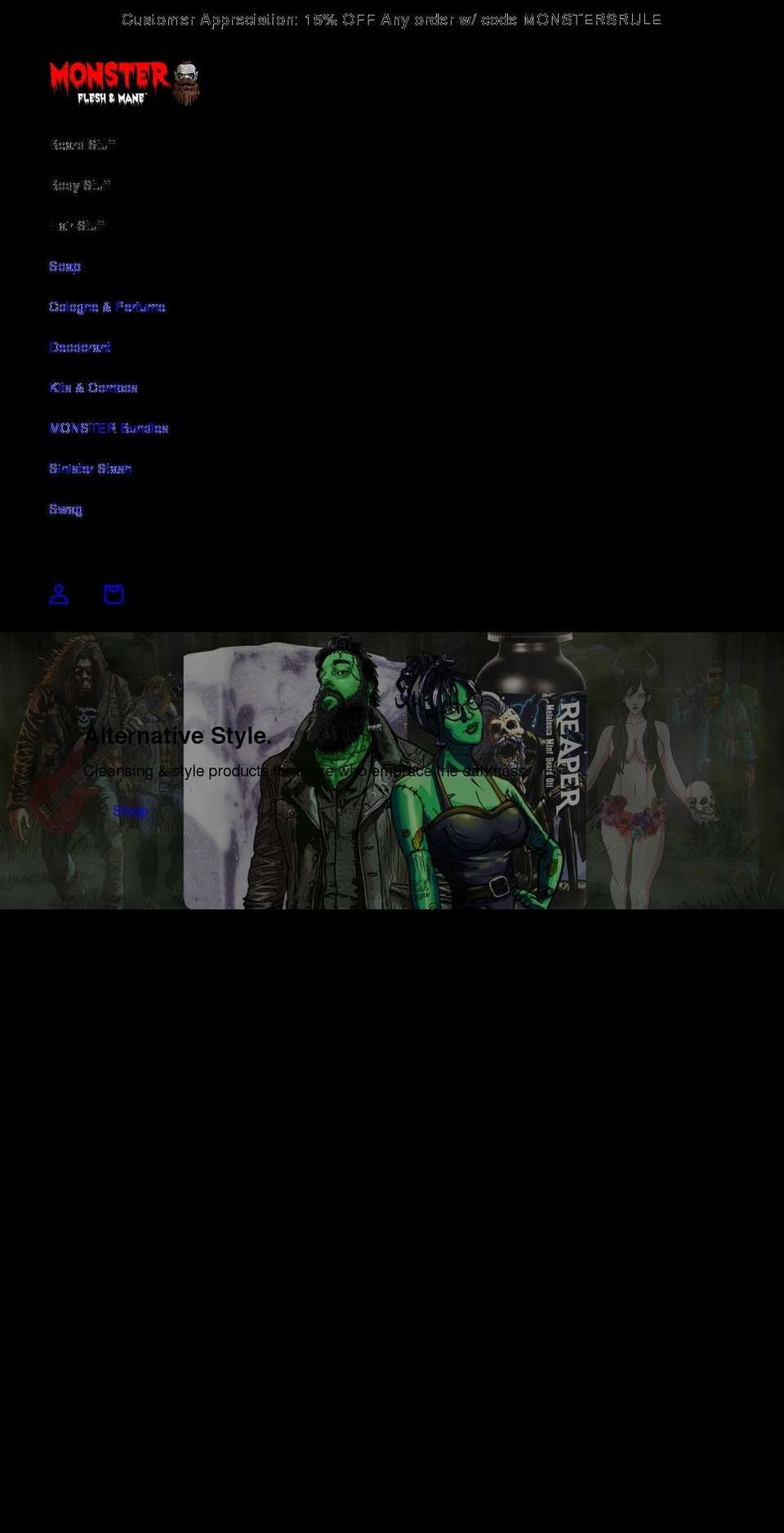 themonsterlair.com shopify website screenshot
