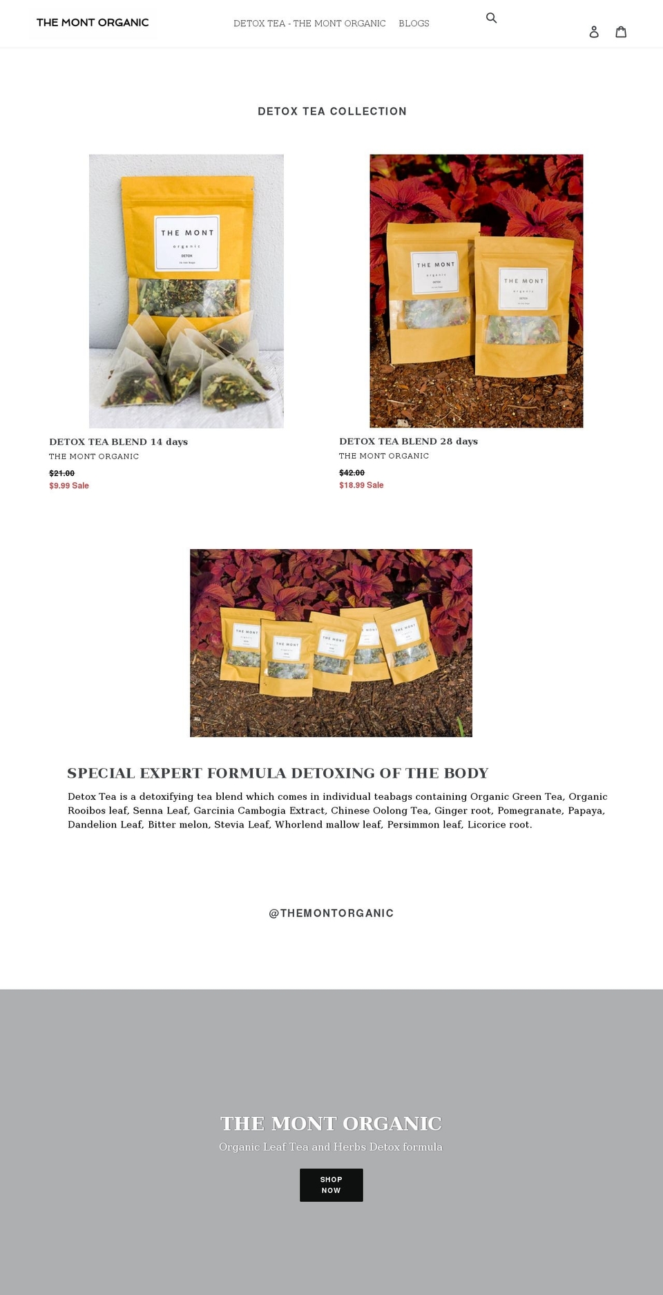 themontorganic.com shopify website screenshot