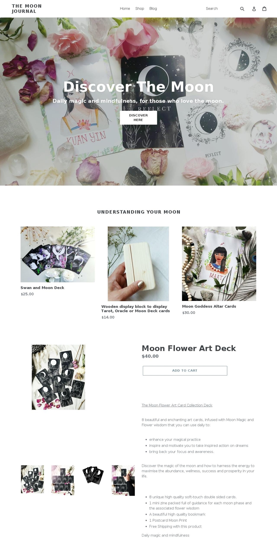 themoonjournal.com shopify website screenshot