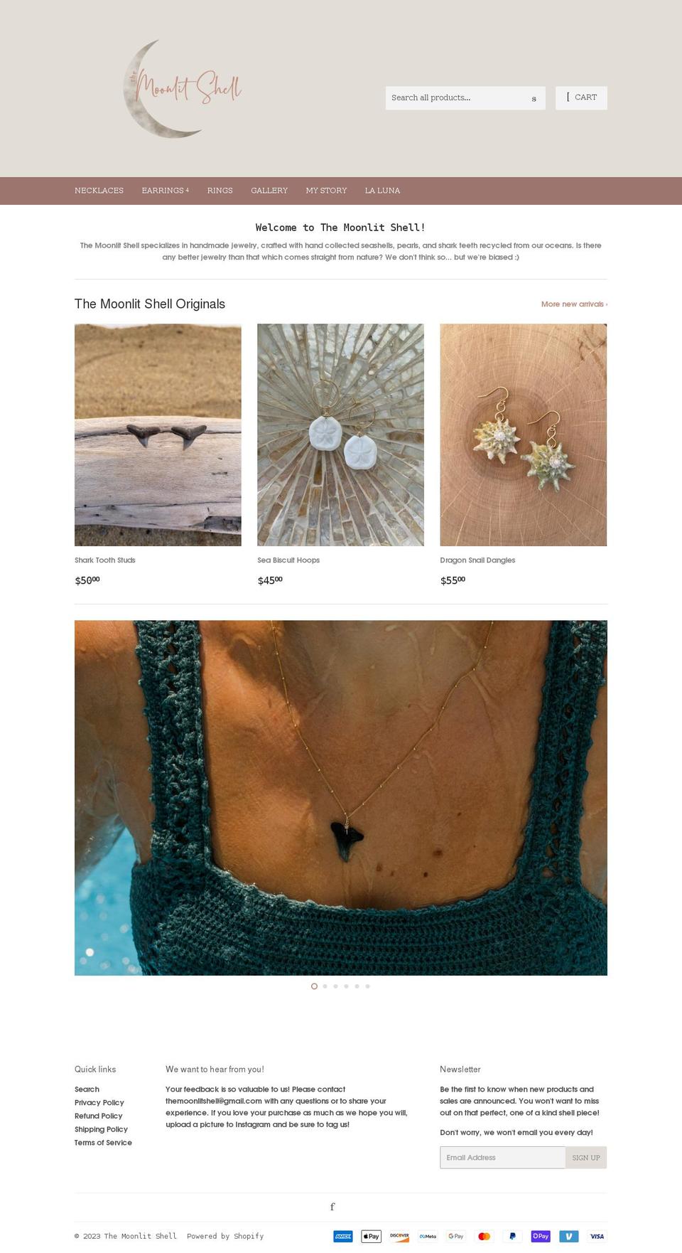 themoonlitshell.com shopify website screenshot