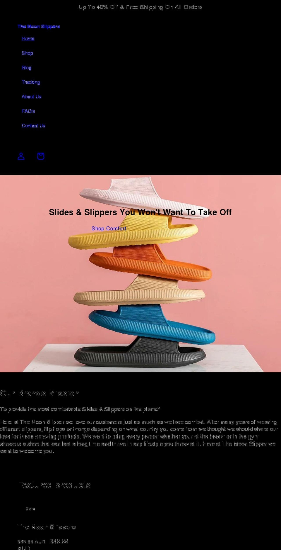 themoonslippers.com shopify website screenshot