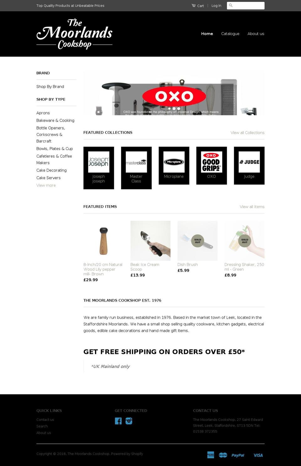 themoorlandscookshop.com — Shopify storefront screenshot